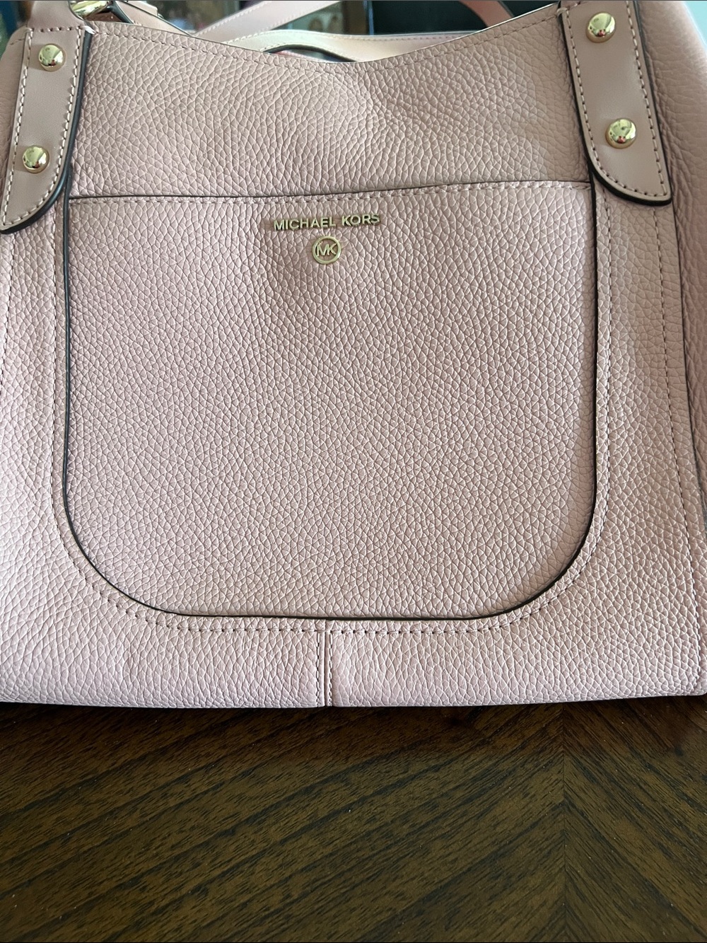 Michael Kors Light Pink Pebbled Leather Tote with Gold Hardware